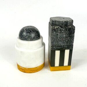 Modern Marble Salt And Pepper Shaker Set Geometric Colorblock Architectual